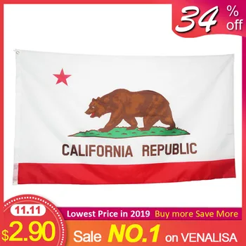 CANDIWAY California Bandera de la Bandera de estados UNIDOS de Poliéster Banner Piscina al aire libre Nuevo estado de los Estados unidos banderas 90*150CM