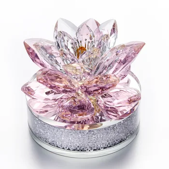 Loto de cristal de la Flor con Diamante de Figuritas de Cristal Pisapapeles Automóvil Decoración de la Casa Ornamento de la Fiesta de Cumpleaños Regalo de Boda Fengshui de Artesanía