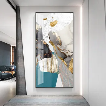 Resumen Fluye de Color de oro de la pintura en tela, impresión de carteles y una moderna decoración, arte de pared de fotos para la sala de estar dormitorio pasillo