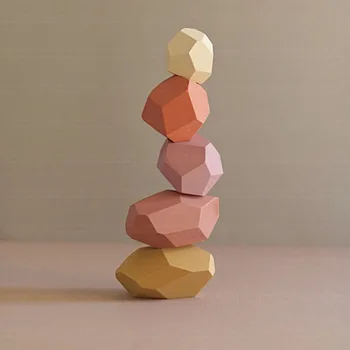 La fotografía props pantalla de madera de piedra de color de bloques de construcción de juguetes educativos de la creatividad de estilo Nórdico apilados juegos de arco iris