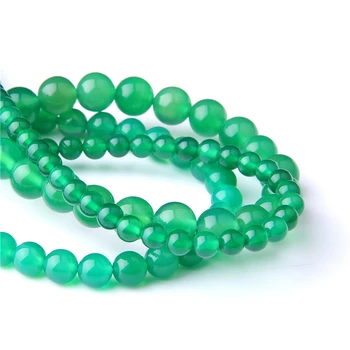 4 6 8 10 12 MM Redondo Verde Natural Suave Ágatas de piedras preciosas Perlas Sueltas Espaciador Perlas de BRICOLAJE Para la Pulsera hecha a Mano de la Joyería