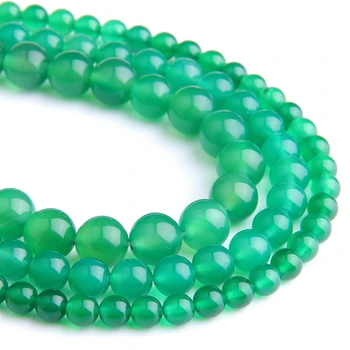 4 6 8 10 12 MM Redondo Verde Natural Suave Ágatas de piedras preciosas Perlas Sueltas Espaciador Perlas de BRICOLAJE Para la Pulsera hecha a Mano de la Joyería