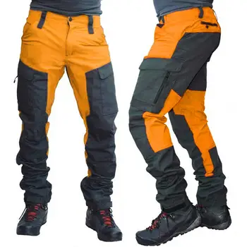 Casual Hombres de la Moda de Color de Bloque Multi Bolsillos Largo de Deportes Pantalones Pantalones de Trabajo para los Hombres