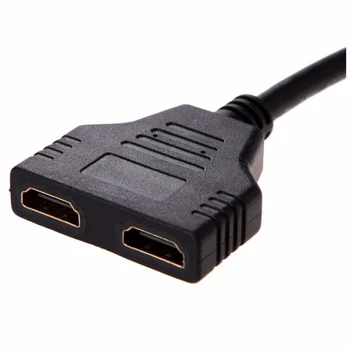 Dual HDMI macho a HDMI hembra adaptador de conexión del cable de 30 cm (negro)