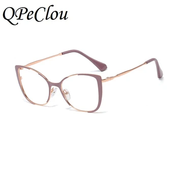 QPeClou Único Vintage Gafas Ojo de Gato de las Mujeres 2019 Retro de Metal Cateye Anteojos de Marcos de Mujeres Clara Óptico de la lente Oculos Gafas