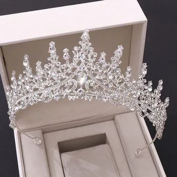 De lujo Brillo de Cristal de diamante de imitación de la Flor de la Hoja de Tiaras y Coronas de Banquete de Boda del Pelo de la Joyería para la Novia Noiva Diademas de Diadema