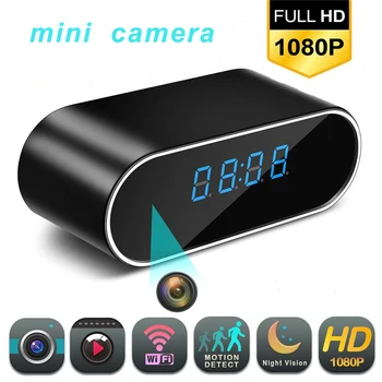 1080P WIFI Mini Reloj de Alarma de la Cámara de la Videocámara con Visión Nocturna por Infrarrojos CCTV cámara de Vigilancia con Sensor de Movimiento