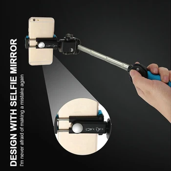 360 Grados Eléctricos Veces Rotación De Mano Bluetooth Selfie Stick Con Espejo Retrovisor Para Smartphone Selfy Remoto Palo