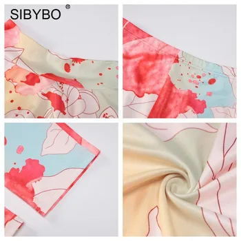 SIBYBO Impresión del Tinte del Lazo Conjuntos de Dos piezas de las Mujeres Trajes de Otoño camiseta de Manga Larga Y Pantalones de Cintura Alta 2020 Deportivo Streetwear Chándales