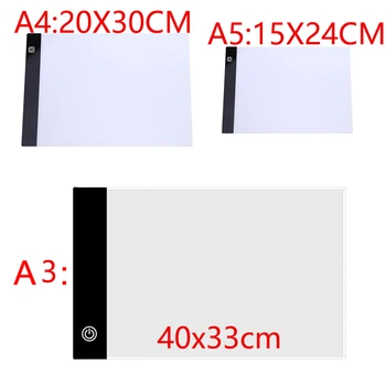 A3 Tamaño A4 con Tres niveles de Dimmable Led Pad,Tablet Protección para los Ojos más Fácil para el Diamante de la Pintura de Bordado Herramientas Accesorios