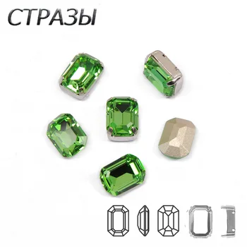 Peridoto 13X18mm 10x14mm K9 de Cristal de Tctagon Strass Coser Pointback de Lujo de Piedra de la Joyería de Cristal de diamante de imitación