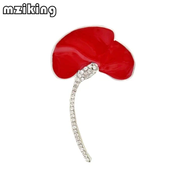 Mziking 2019 New Vintage Rojo de las Amapolas Broche para las Mujeres de diamantes de imitación Broches Pin de la Flor de la Aleación Broche de Joyería de la Boda Regalos de Parte