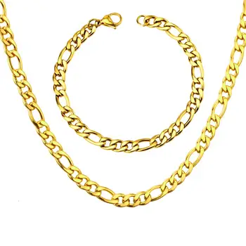 LUXUKISSKIDS Clásico Collar de la Conjunto De los Hombres de Moda Mayorista de Oro Amarillo Color de la Serpiente de la Cadena Collar de la Pulsera de la Joyería Africana de los Conjuntos de