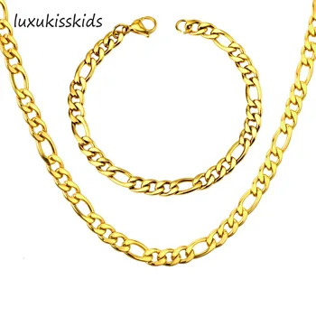 LUXUKISSKIDS Clásico Collar de la Conjunto De los Hombres de Moda Mayorista de Oro Amarillo Color de la Serpiente de la Cadena Collar de la Pulsera de la Joyería Africana de los Conjuntos de