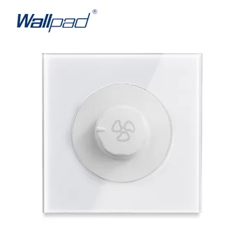 Wallpad 2019 Nueva Llegada Interruptor del Ventilador de Velocidad Regulador de Luz de Pared Interruptor Con Indicador LED de Cristal del Panel de 450W
