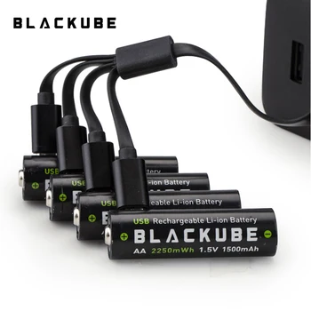 BLACKUBE Envío Gratis 1 Horas de Carga Rápida AA 1500mAh batería de 1.5 V 2250mAh de Seguridad de Baterías USB Recargable de la Batería de Litio