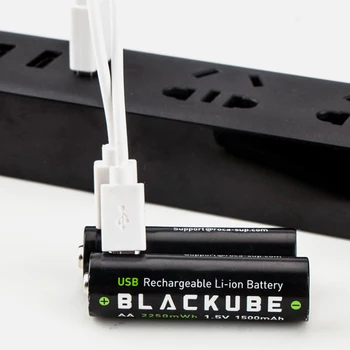 BLACKUBE Envío Gratis 1 Horas de Carga Rápida AA 1500mAh batería de 1.5 V 2250mAh de Seguridad de Baterías USB Recargable de la Batería de Litio
