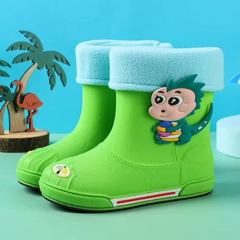 Los nuevos Hijos de la Lluvia de Zapatos de Bebé de la Historieta del Pvc botas para la lluvia de los Niños de Goma Zapatos Niños Niñas Impermeable antideslizante Extraíble de Algodón de Toda la Temporada