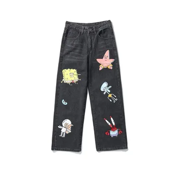 UNCLEDONJM de dibujos animados Impreso pantalones Vaqueros de los Hombres de la Marca de Moda para hombre pantalones vaqueros 2020 Harajuku Comics Graffiti del Dril de algodón Pantalones Jeans Unisex VEN-N1161