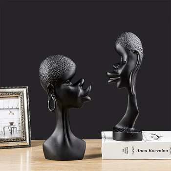 Mujer Africana Pensar Con Los Ojos Cerrados Estatua De Artesanía Casa Sala De Estar Decoración De Objetos De La Oficina De La Resina De La Escultura Accesorios Regalos