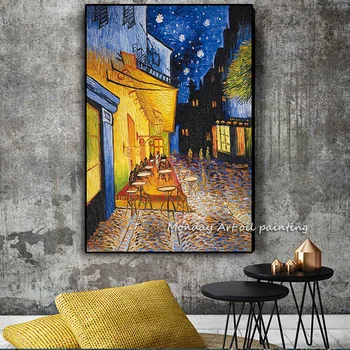 Famoso aritist pintada a mano de Van Gogh Terraza del Café En la Noche la Pintura al Óleo sobre Lienzo arte de Pared cuadros de pared de la habitación de decoración