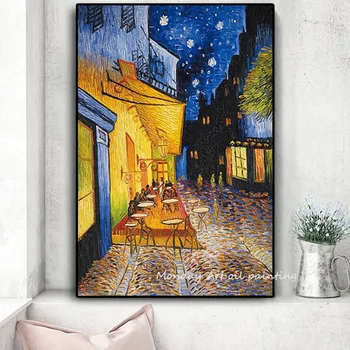 Famoso aritist pintada a mano de Van Gogh Terraza del Café En la Noche la Pintura al Óleo sobre Lienzo arte de Pared cuadros de pared de la habitación de decoración