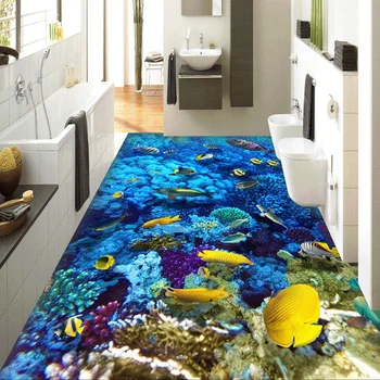 Personalizado Mural de papel pintado 3D Mundo Submarino Dormitorio cuarto de Baño Arte de Decoración de Desgaste antideslizante Impermeable Auto-adhesivo Piso Wallpaper