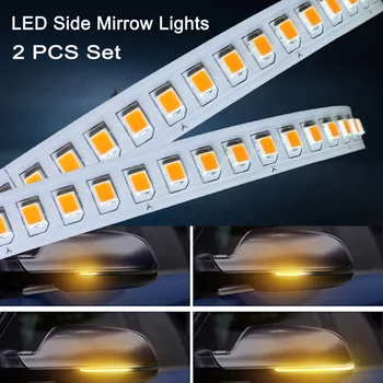 2PCS 28cm Secuencial LED Espejo Lateral de las Señales de Giro de la Tira de Luces de Advertencia de la Tira de Cinta de la Señal de Pegatinas de Seguridad Par de ajuste(Amper)