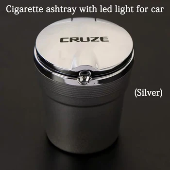 Para Chevrolet Cruze Coche Logotipo de Cenicero el Humo de los Cigarrillos Titular Con Luces LED de color Azul Coche Emblema de Accesorios de Automóviles