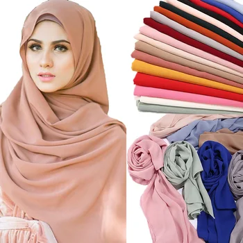 2020 de la primavera de la Arruga de la burbuja de gasa hiyab bufanda chalina musulmán de la moda llanura envuelve diadema largas bufandas/bufanda 180*75cm 10pc/lot