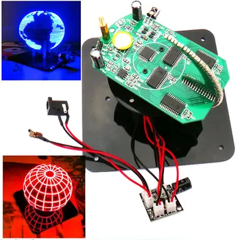 CLAITE Esférica Giratoria LED Kit DIY LED de los Módulos de POV de Soldadura de Formación Kit de Luz Azul Y Roja