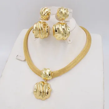 NUEVO de Alta Calidad de Italia 750 de color dorado, sistema de la Joyería Para las Mujeres africanas perlas collar de moda conjunto del pendiente de la joyería