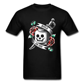Crear O Morir T-shirt Hombres Camiseta Negra Camiseta de Algodón Camisetas de Cráneo Tops Más el Tamaño de Ropa Juego de Bloque Rosa Vintage