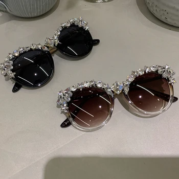 Nuevas gafas de sol de moda de las mujeres de ojo de Gato oversize gafas de sol de los hombres de Lujo de Cristal de la Vendimia Gafas Accesorios UV400