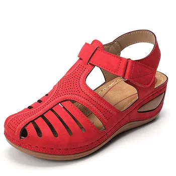 Las Mujeres De Verano De 2020 Cuero Vintage Sandalias De Hebilla Casual De Costura De Las Mujeres Retro Sandalias Mujer Zapatos De Plataforma De Damas 36-46