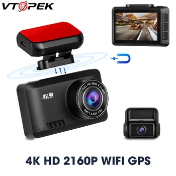 Vtopek Mini Dash Cam 4k Delantero y Trasero Ultra HD 2160P del Coche DVR grabador de Vídeo Guión de la Cámara de Seguimiento GPS Registrador WIFI de Control