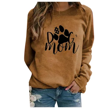 Suéter de las Mujeres Casual de Manga Larga Perro de Impresión de las mujeres suéter de Otoño, Invierno O-Cuello Tops Camisa Blusa Cálido Jersey de Moda suéter