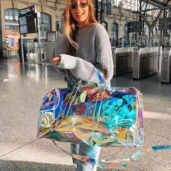 Flamingueo bolsa de viaje bolsa transparente de deporte de mujer de diseño de Holografico bolsa bolsa de hombro bolsas de viaje bolsa grande