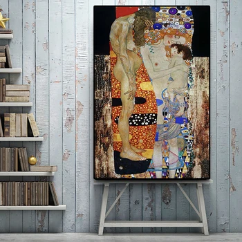 Gustav Klimt Tres mujeres de Edad Canvans la Pintura de Carteles Imprime Escandinavos Quadros Arte de la Pared de la Imagen Sala de estar Decoración de Cuadros