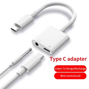 USB Adaptador de Audio Cargador Adaptador de 3.5 mm para Auriculares Jack De Tipo C Cargador de Tipo C, Adaptador Para Xiaomi Huawei Samsung Aux de Auriculares