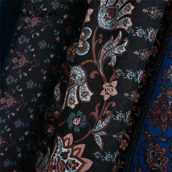 Mujer de volantes blusa de manga larga de la impresión floral de bohemia camisetas vintage de gasa vestido de las señoras tops causal chemise femme za otoño 2020 las mujeres