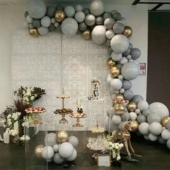 125PCS 5/10/18 pulgadas macarons gris globo de oro 4d globo garland conjunto de la boda decoración de fiesta de cumpleaños