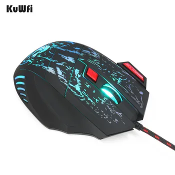 KuWFi USB Gaming Mouse el Botón 7 5500DPI LED Óptico con Cable Cable de Ordenador Ratón Gamer Ratones Para el ordenador Portátil de Escritorio X7 Juego del Ratón