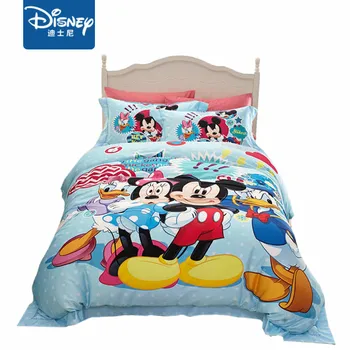Mickey Mouse juego de cama forCartoon niños cama de decoración, textiles para el hogar dormitorio decoración de 4 piezas de cama de Tela Recuento de 40 sábanas de algodón egipcio