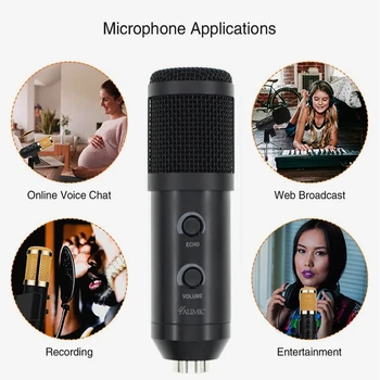 BM-900 Podcast de Grabación de micrófono con Soporte Profesional de Condensador de Estudio de Radiodifusión Micrófono