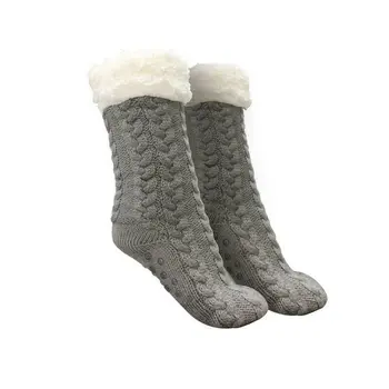 El invierno de las Mujeres de Espesor Acogedor Aproximada Sherpa de forro Polar Térmico Antideslizante Zapatillas Calcetines de Lana, Calcetines de Cachemir