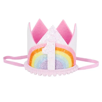 Chicinlife 1Pcs arco iris Bebé Primer Cumpleaños Número Diadema de la Corona Año de Edad, la Princesa de Diadema de la Ducha del Bebé Decoración del Partido