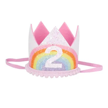 Chicinlife 1Pcs arco iris Bebé Primer Cumpleaños Número Diadema de la Corona Año de Edad, la Princesa de Diadema de la Ducha del Bebé Decoración del Partido
