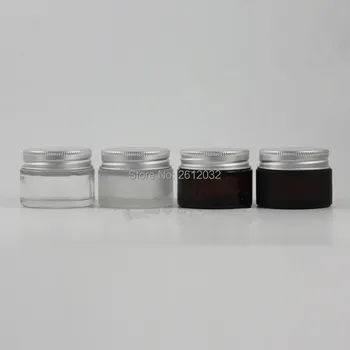 30g esmerilado frascos de vidrio transparente, ámbar de 30 ml de crema tarros, cuidado de la piel crema de botellas, 1 fl oz de vidrio envases de productos cosméticos F20173671