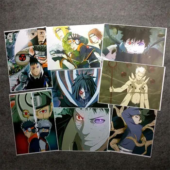 8 pcs/set Anime NARUTO cartel de Uchiha Sasuke Uzumaki Naruto Uchiha Obito las imágenes de la pared para la sala de estar A3 carteles de Cine regalos